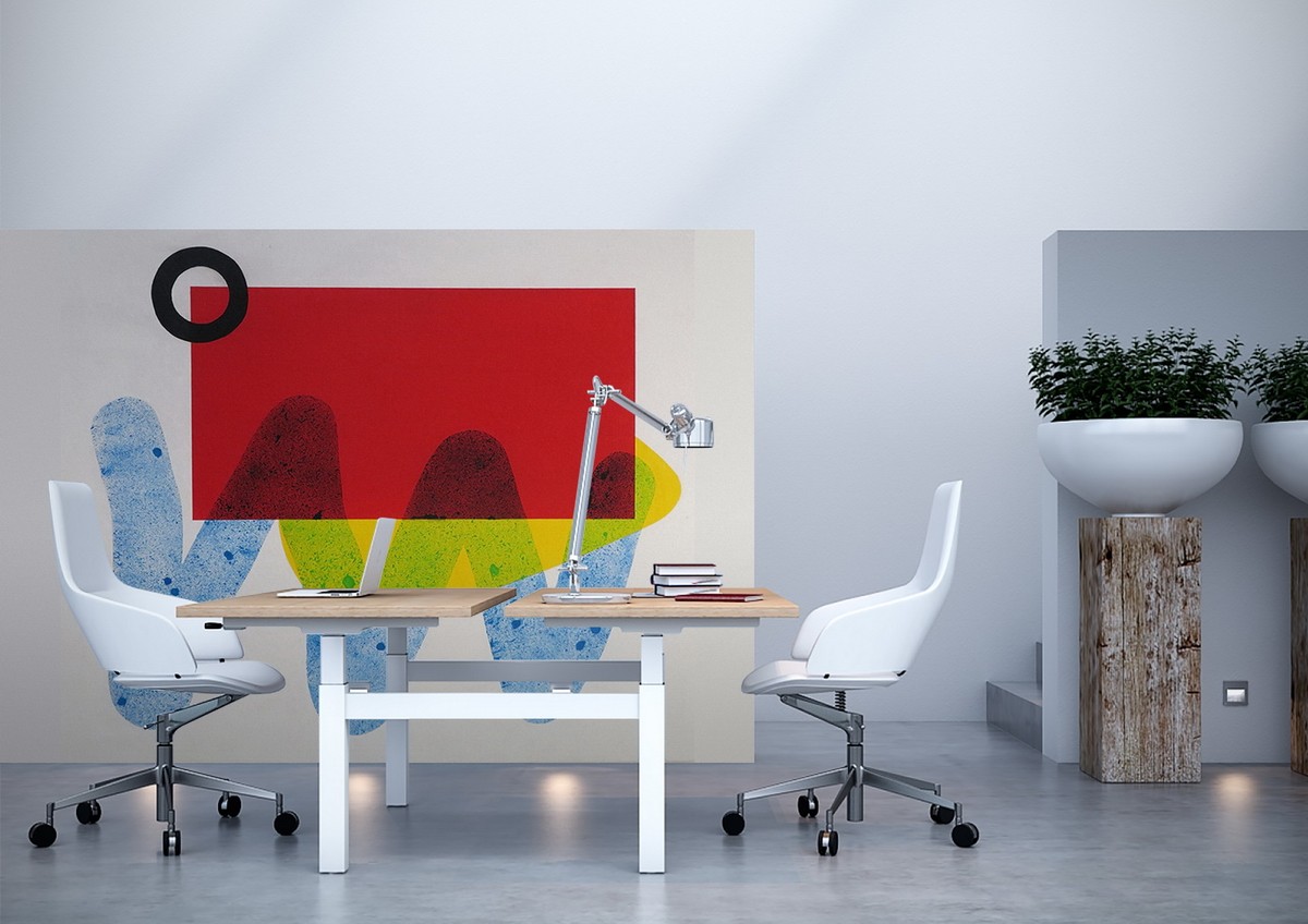 COLORFUL ABSTRACT MURAL IN AN OFFICE
